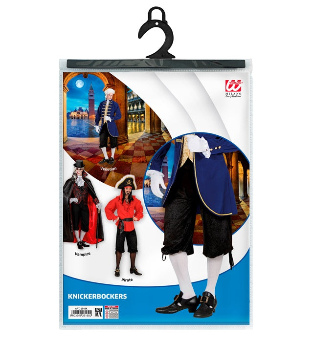 Schwarze Kniebundhose aus Samt für Piratenkostüm