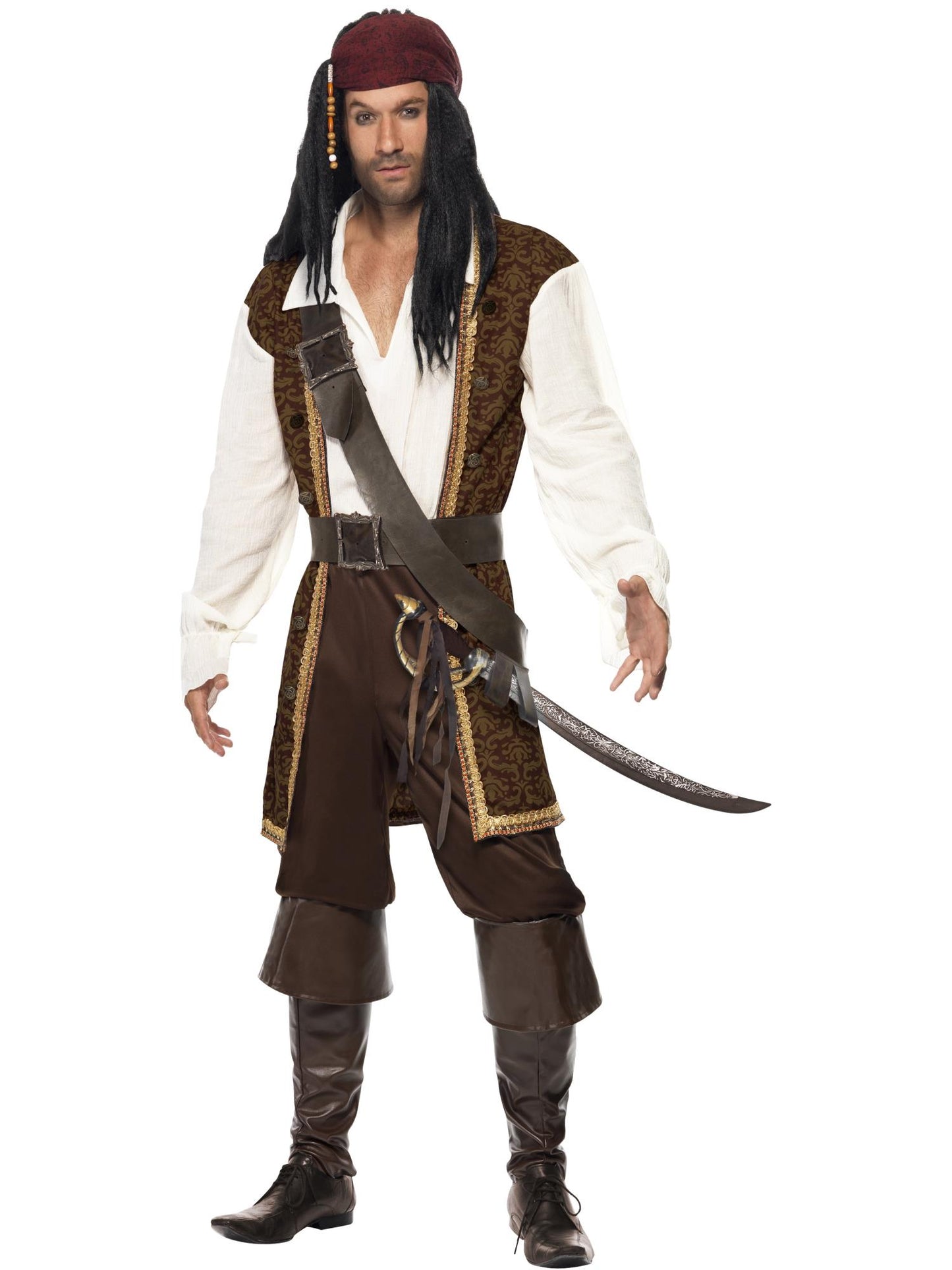 Smiffys High Seas Pirate Costume, Brown CS für Herren