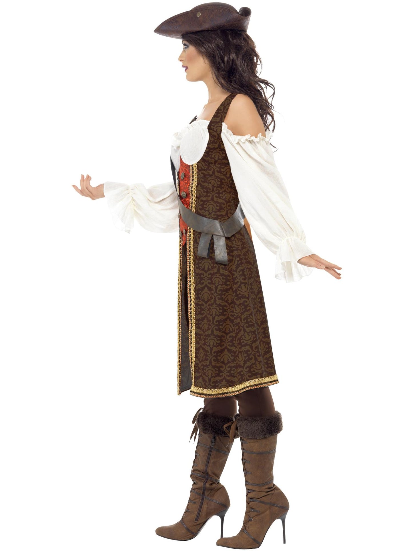 Smiffys High Seas Pirate Wench Costume, Brown CS für Damen