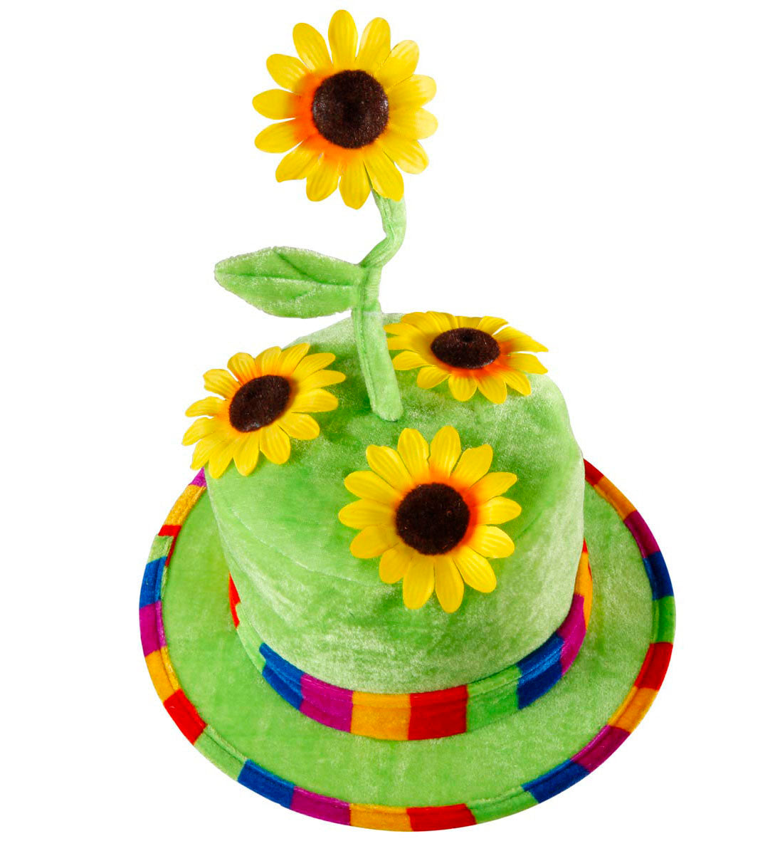 Sonnenblumen Clown Hut aus Samt in Grün