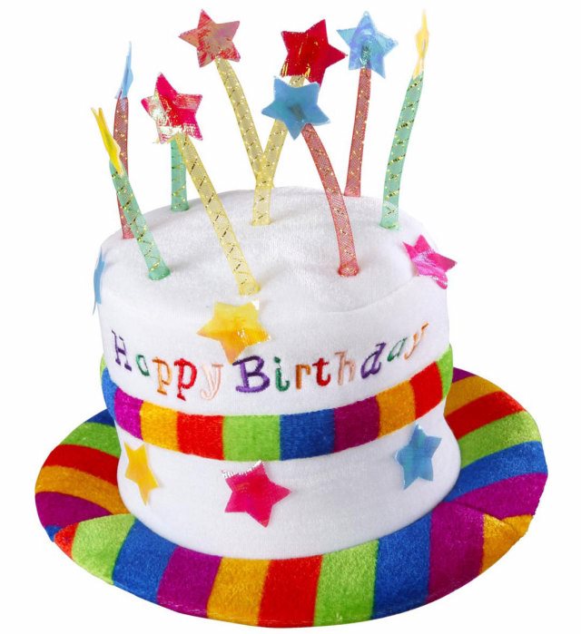 Kinder Samthut mit Aufschrift HAPPY BIRTHDAY in Rot