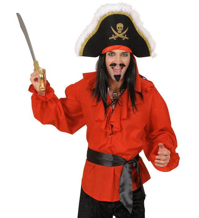 Schwarzer Satin-Gürtel und Haarband für Piratenkostüm
