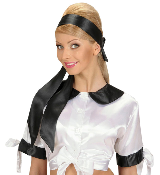 Schwarzer Satin-Gürtel und Haarband für Piratenkostüm