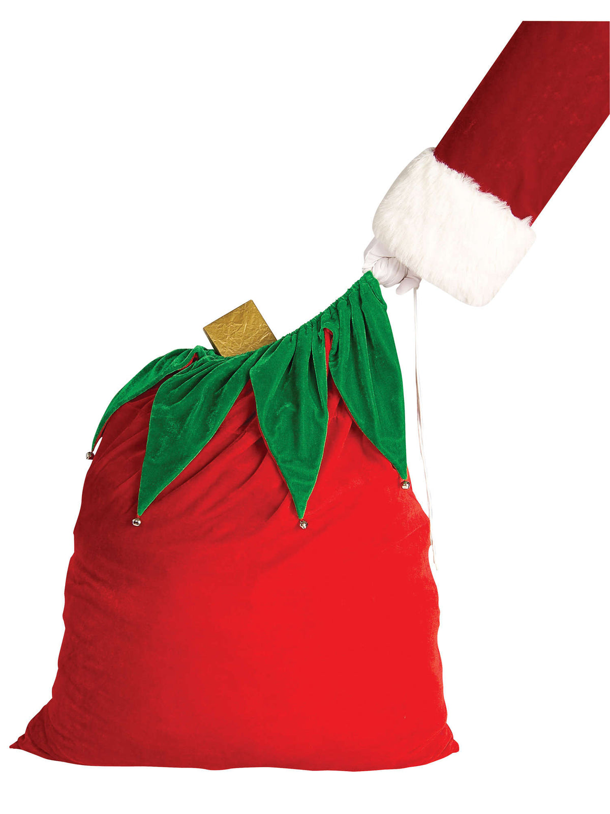 Rubies Velvet Santa Bag With Bells XMAS