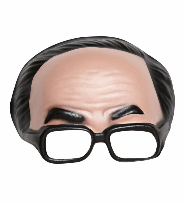 Fasnachtsmaske aus EVA mit schwarzen Haaren und Brille, ohne Kinnpartie