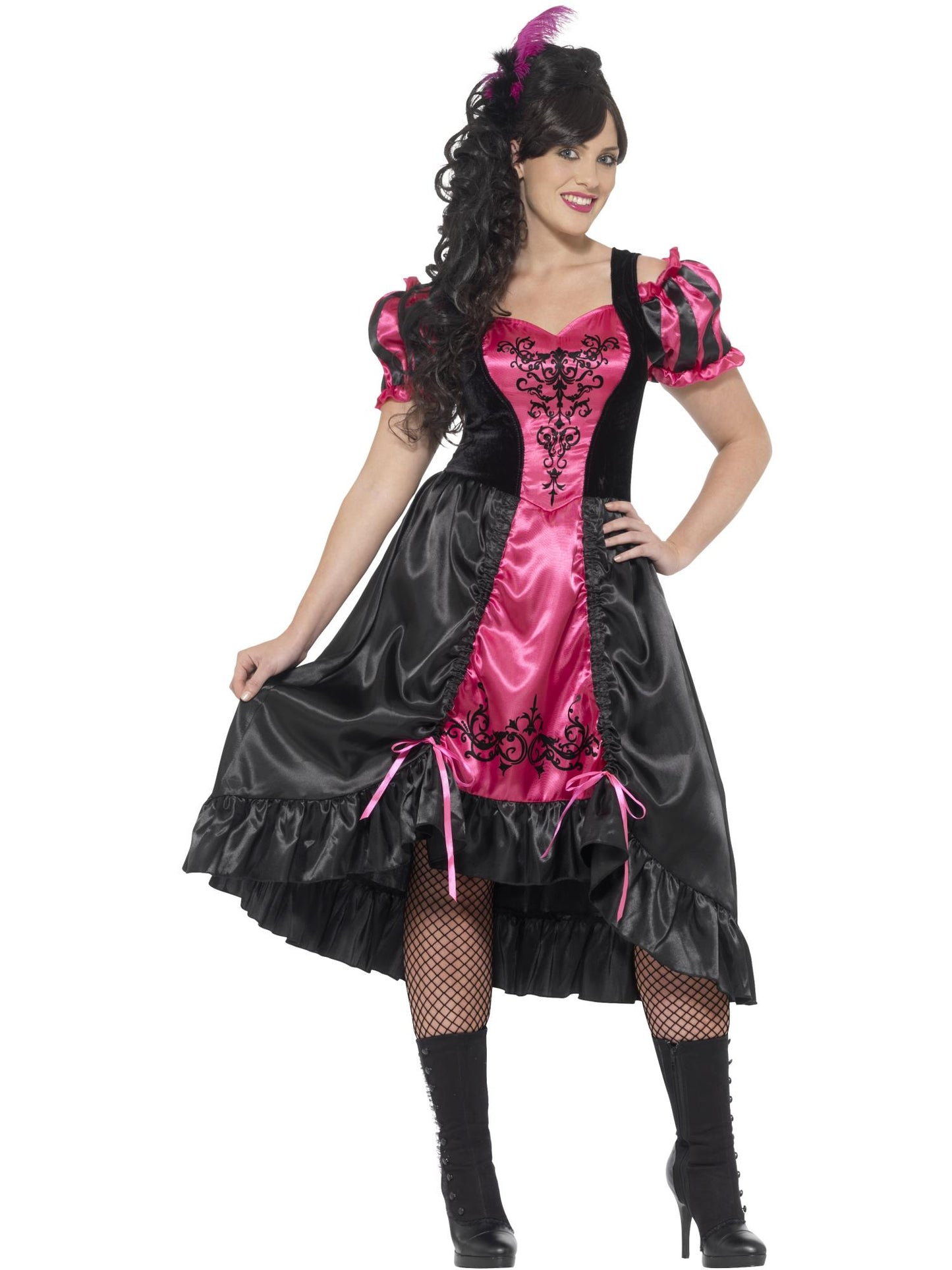 Smiffys WESTERN Curves Sassy Saloon Costume, Pink CS für Damen