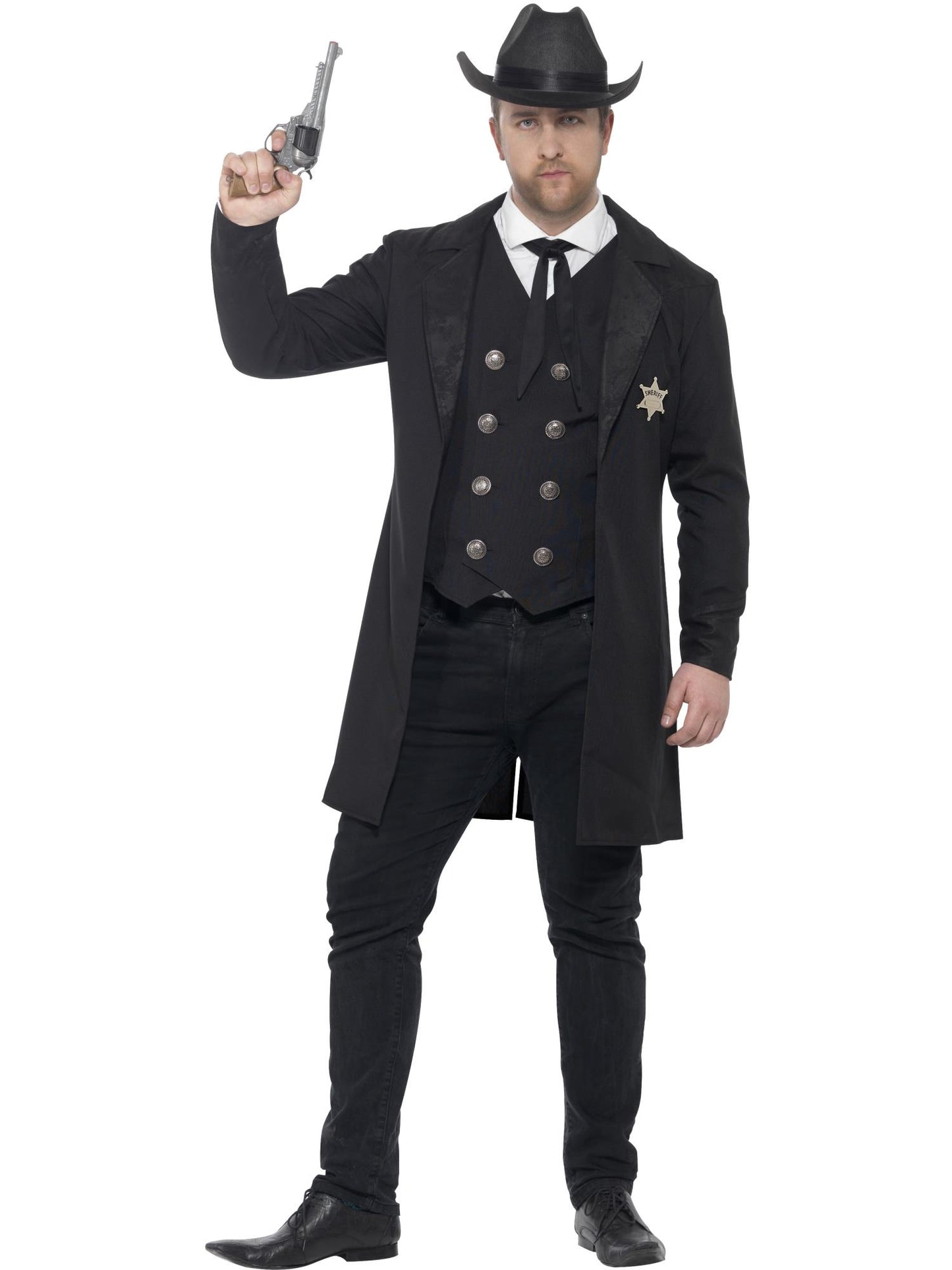 Smiffys WESTERN Curves Sheriff Costume, Black CS für Herren