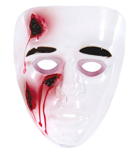 Maske mit blutigen Wunden aus PVC für Halloween und Fasnacht