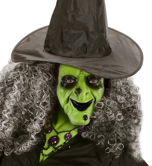 Hexenmaske aus PVC mit realistischem Design für Halloween und Fasnacht