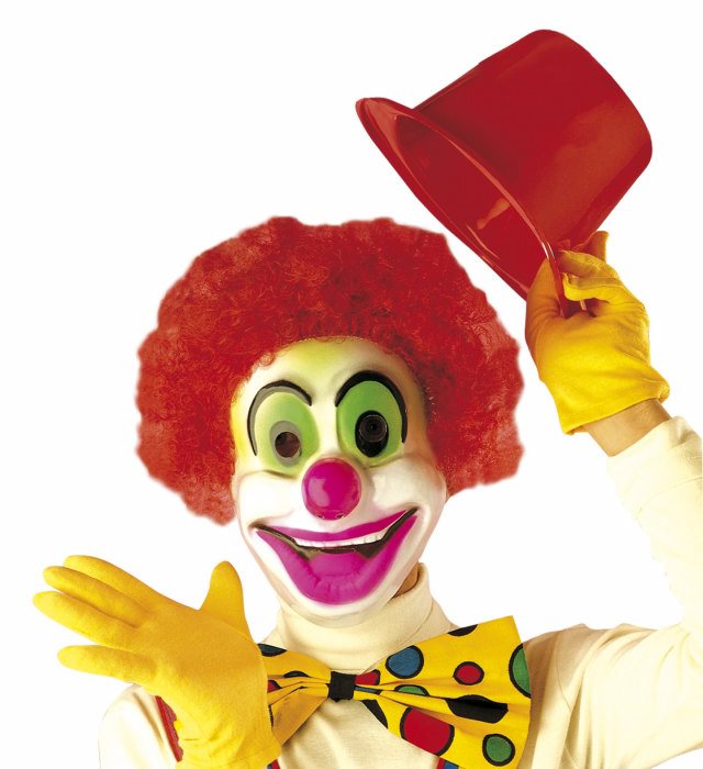 Bunte Clown Maske mit auffälligen Haaren in drei verschiedenen Modellen