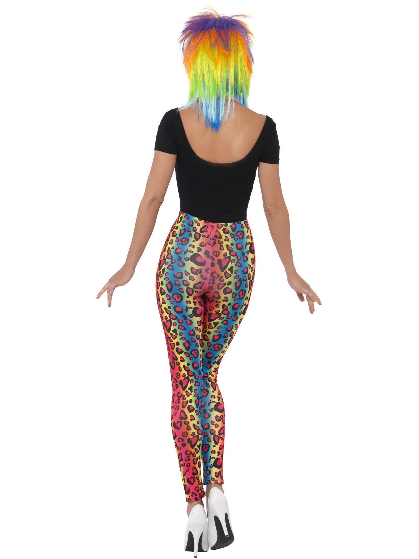 Smiffys 1980S Neon Leopard Print Leggings, Multi-Coloured AC für Damen