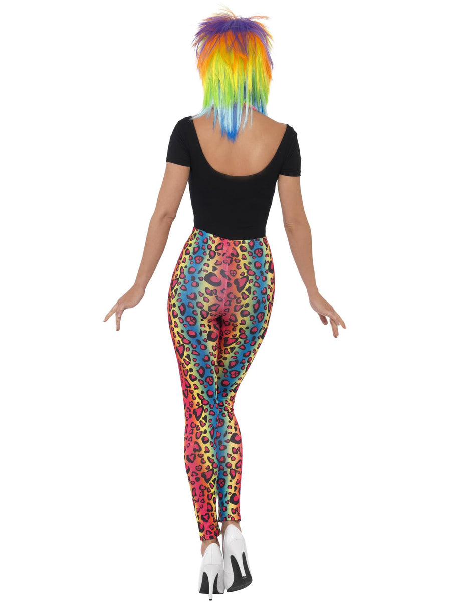 Smiffys 1980S Neon Leopard Print Leggings, Multi-Coloured AC für Damen
