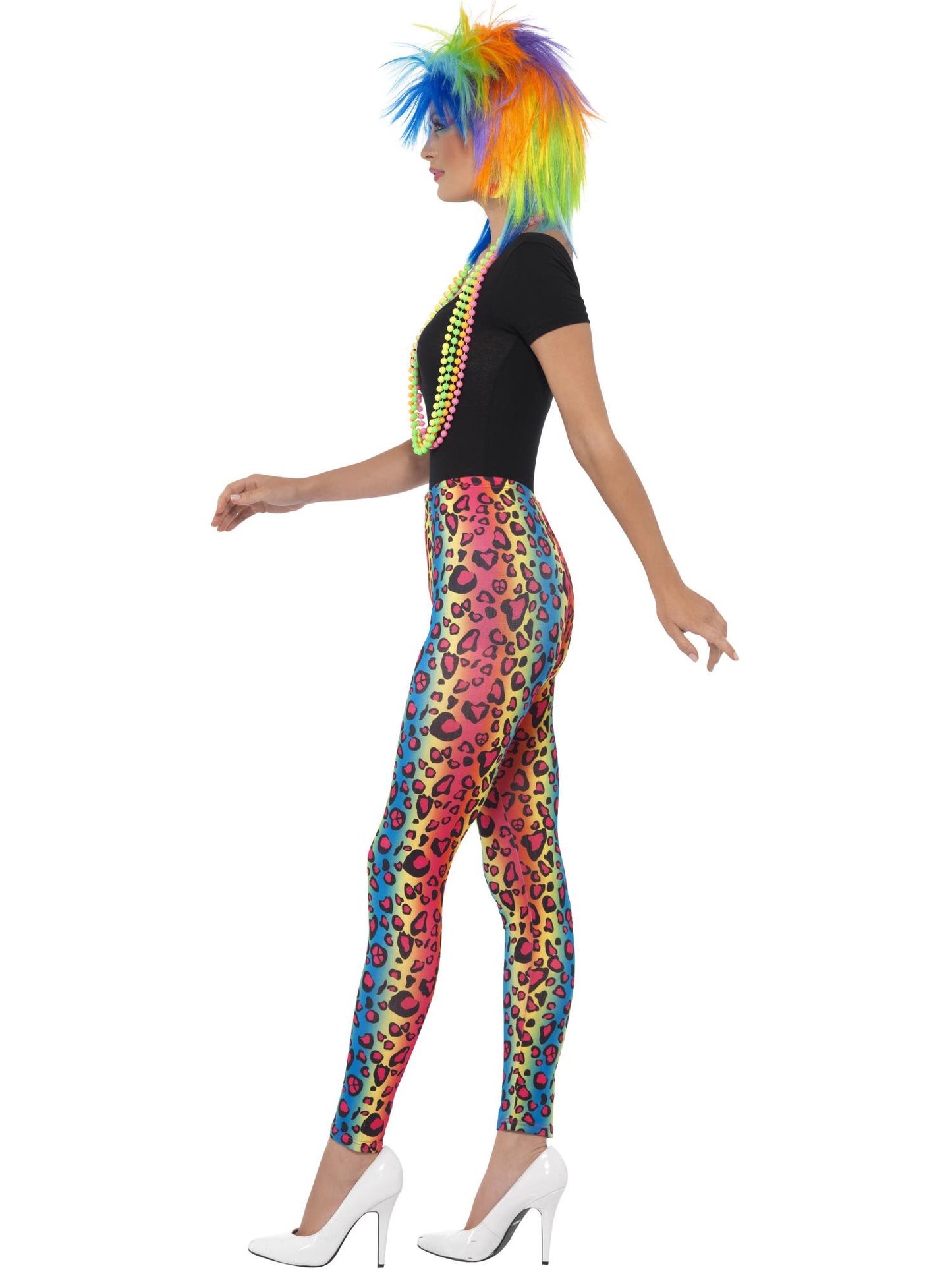 Smiffys 1980S Neon Leopard Print Leggings, Multi-Coloured AC für Damen