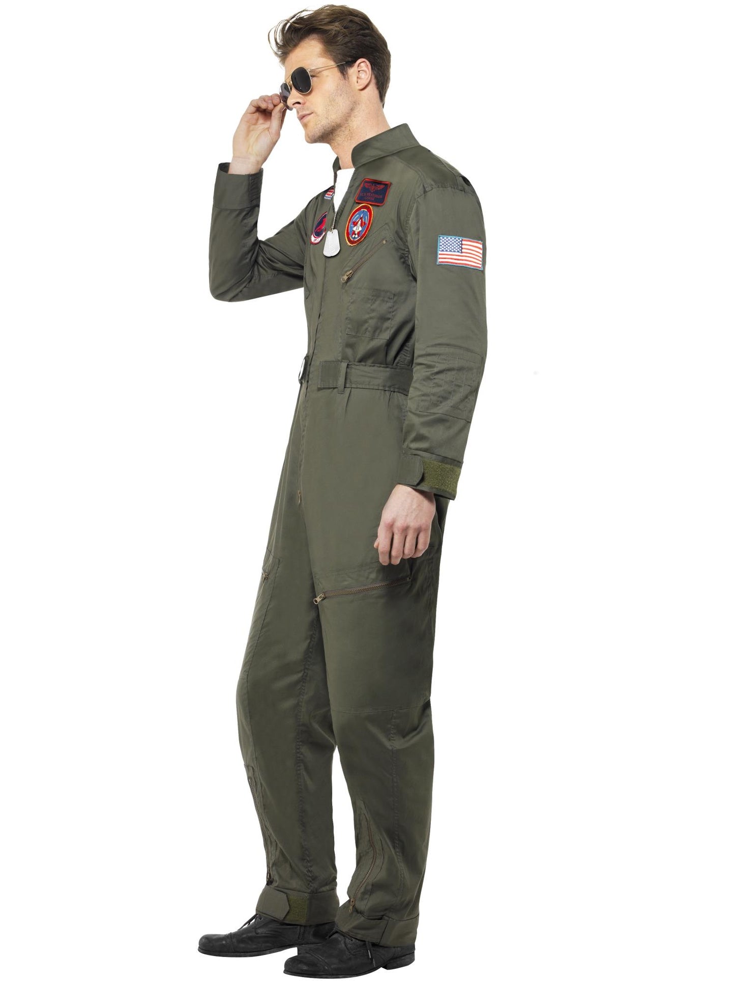Smiffys TOPGUN Top Gun Deluxe Male Costume, Green CS für Herren