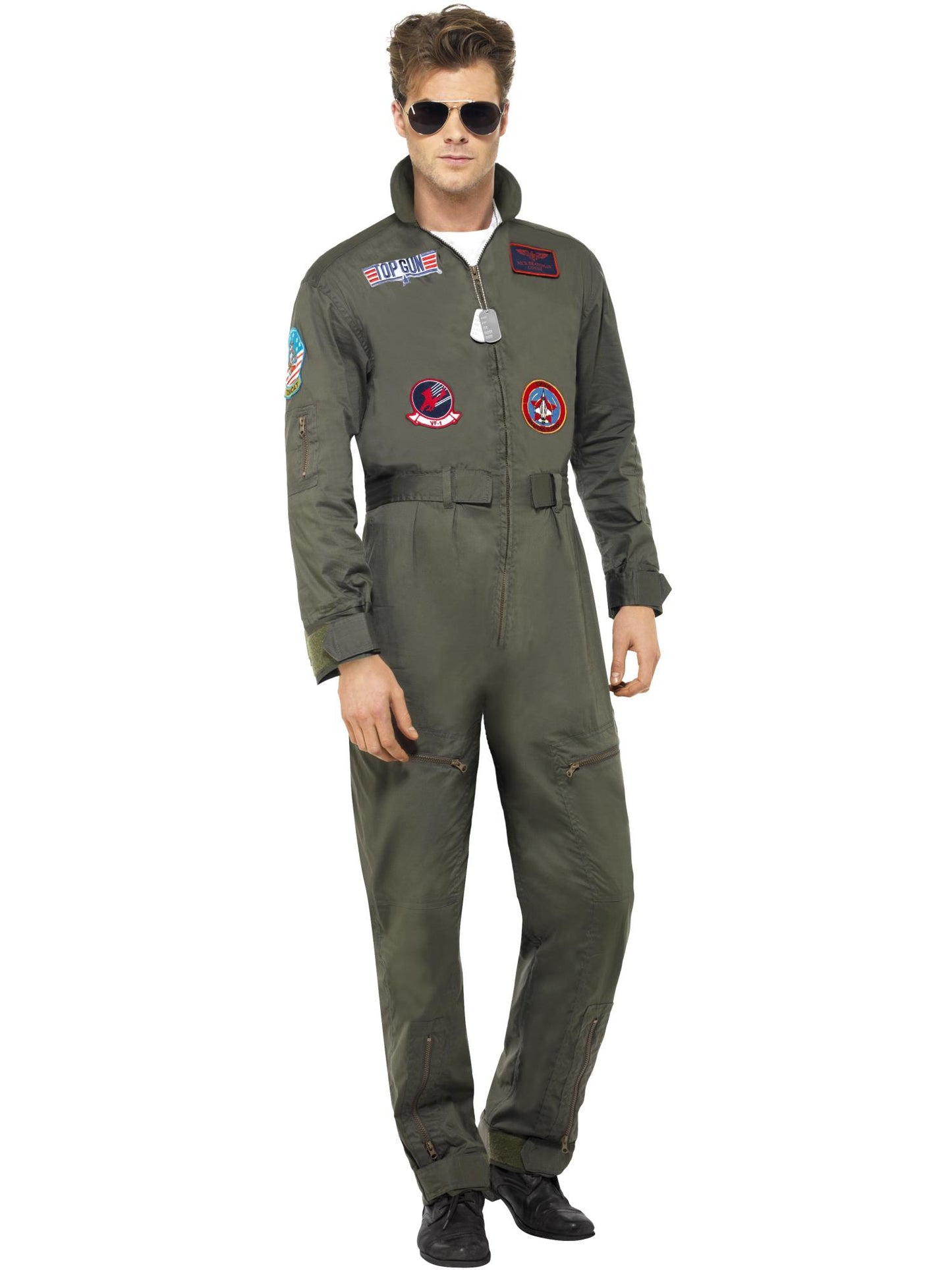 Smiffys TOPGUN Top Gun Deluxe Male Costume, Green CS für Herren