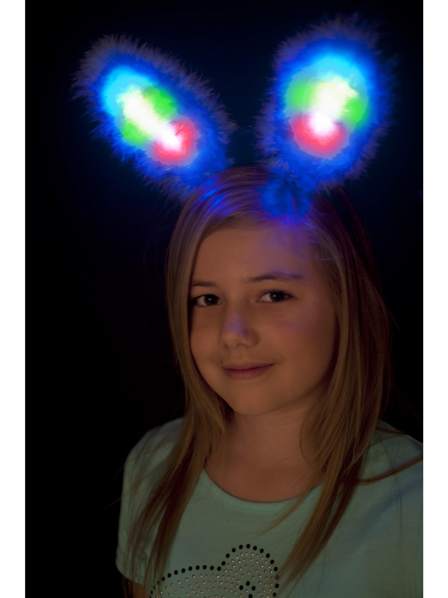 Smiffys FUNTIME LED Light Up Fluffy Bunny Ears, Blue JN für Damen