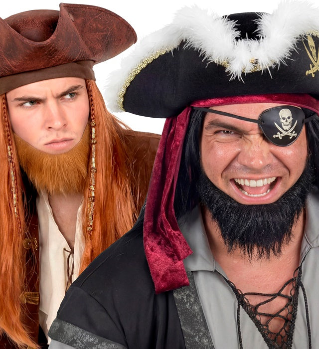 Piratenbart in Schwarz und Braun für Fasnacht Kostüm