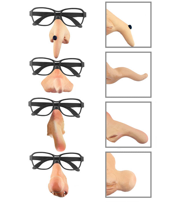 Brille mit lustiger abnehmbarer Nase in verschiedenen Modellen für Fasnacht und Karneval