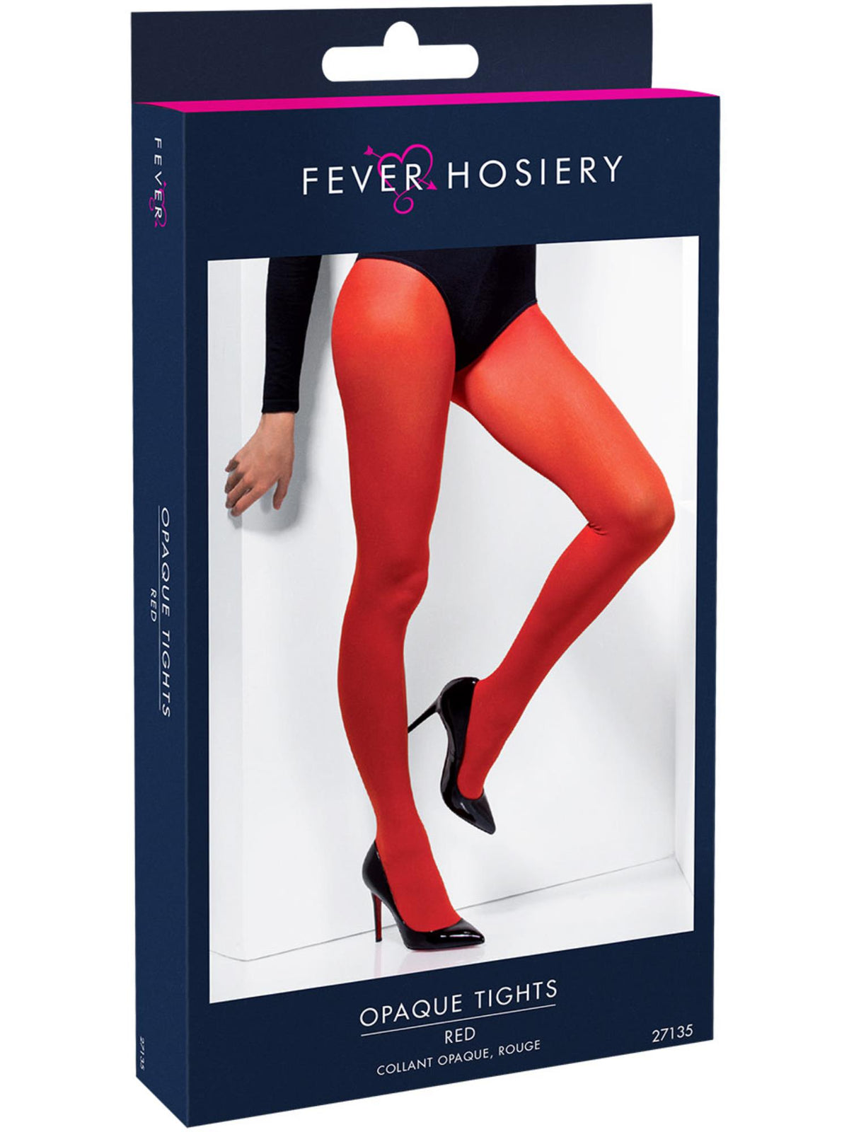 Smiffys FEVER Opaque Tights, Red AC für Damen
