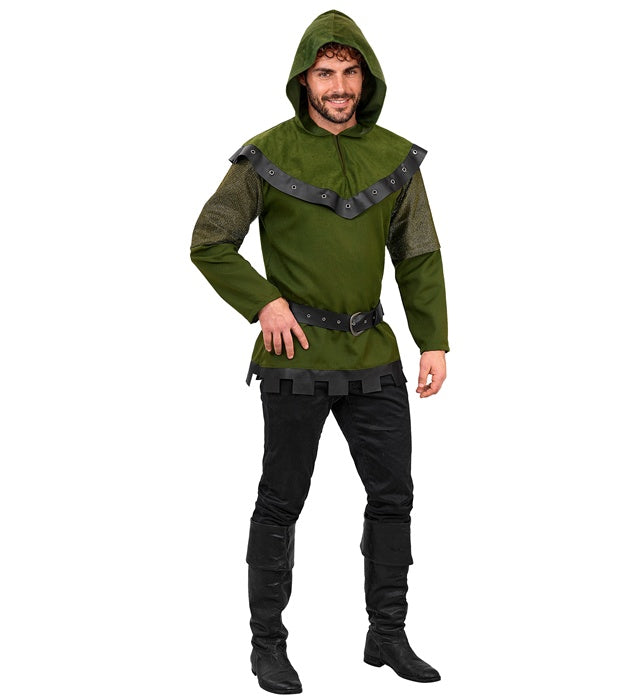 Robin Hood Kostüm Oberteil mit Kapuze und Gürtel für Fasnacht und Mittelalterfest
