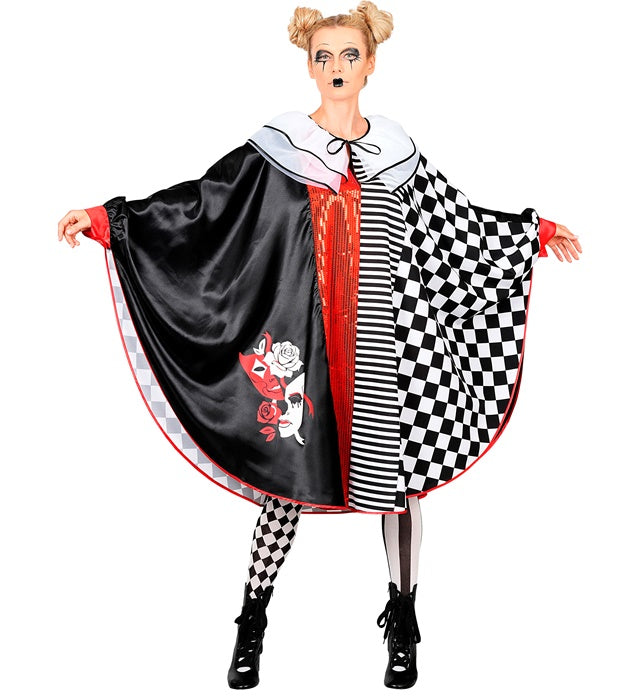 Pierrot Poncho schwarz-weiß für Fasnacht und Karneval