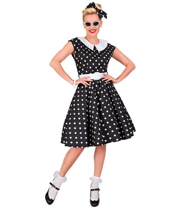 50er Jahre Rock'n'Roll Kleid schwarz mit Petticoat, Gürtel und Haarband