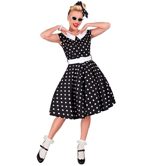 50er Jahre Rock'n'Roll Kleid schwarz mit Petticoat, Gürtel und Haarband