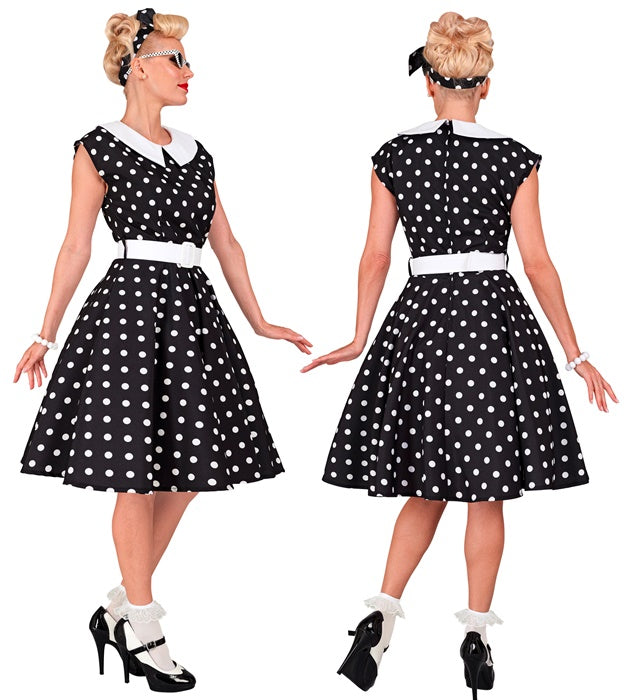 50er Jahre Rock'n'Roll Kleid schwarz mit Petticoat, Gürtel und Haarband