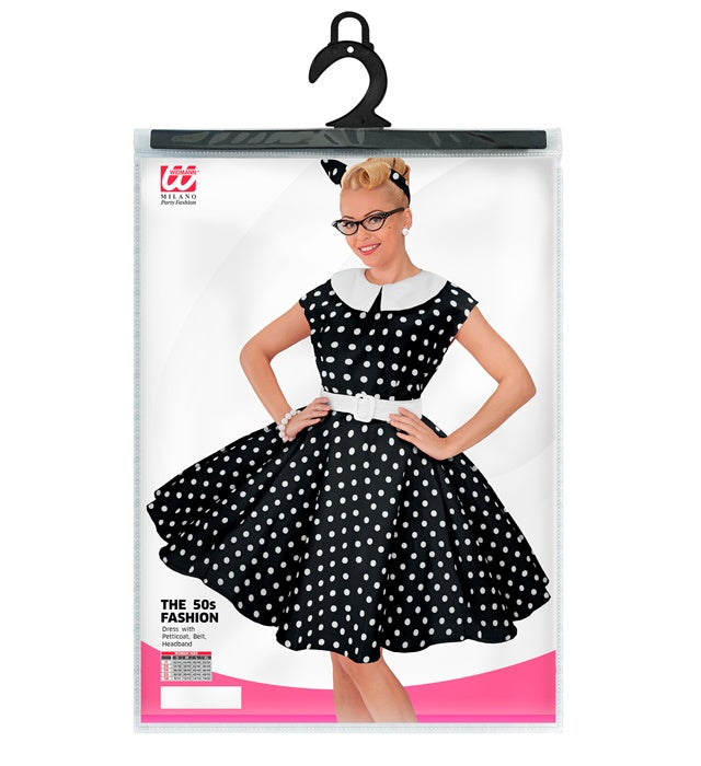 50er Jahre Rock'n'Roll Kleid schwarz mit Petticoat, Gürtel und Haarband