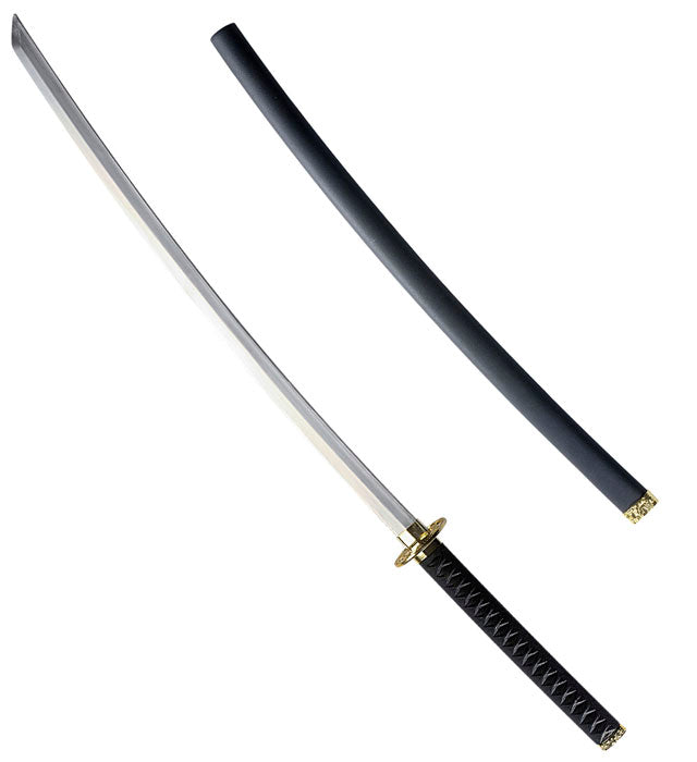 Japanisches Schwert mit schwarzer Scheide 107 cm für Ninja-Kostüm