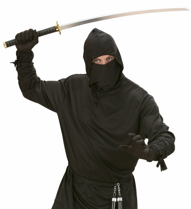 Japanisches Schwert mit schwarzer Scheide 107 cm für Ninja-Kostüm