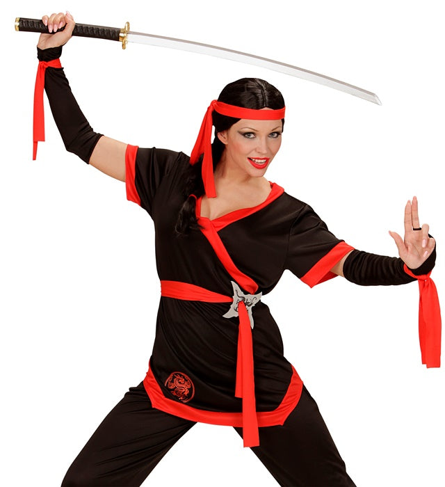 Japanisches Schwert mit schwarzer Scheide 107 cm für Ninja-Kostüm