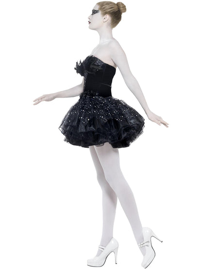 Smiffys Gothic Swan Masquerade Kostüm Schwarz für Damen – Seitenansicht