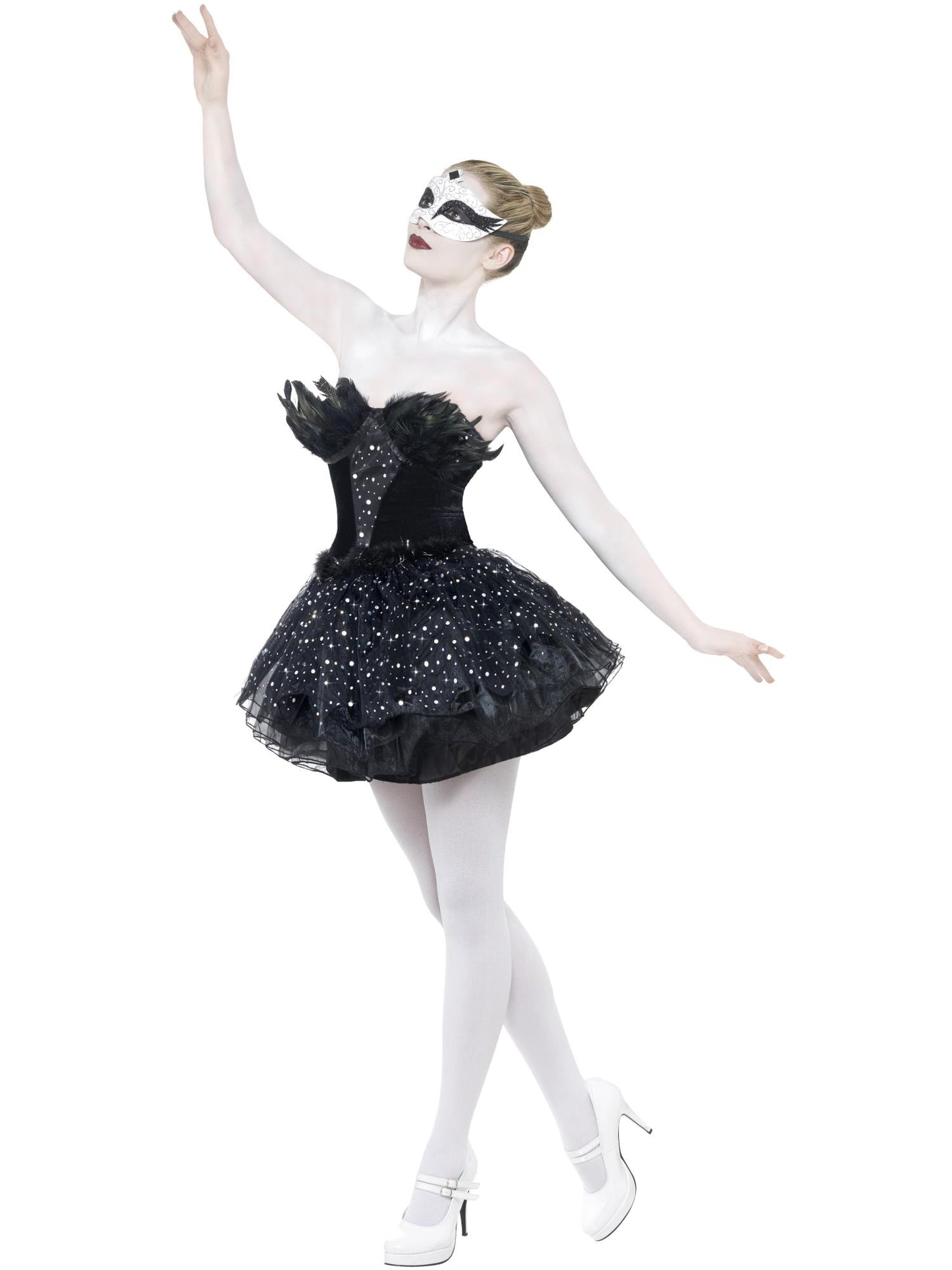 Smiffys Gothic Swan Masquerade Costume, Black CS für Damen