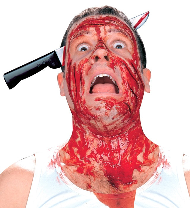 Messer-Durch-den-Kopf Halloween-Accessoire in realistischer Optik