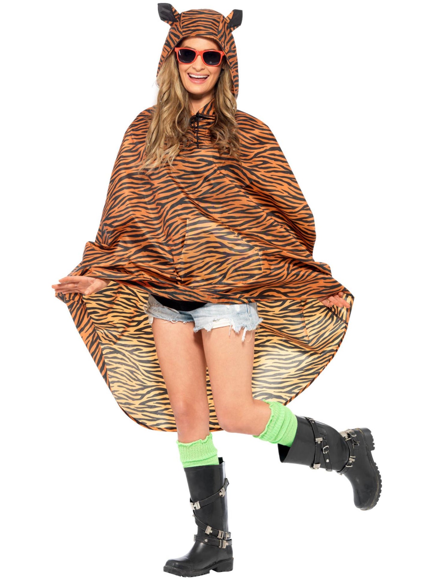 Smiffys ANIMAL Tiger Party Poncho, Tiger Print CS für Unisex