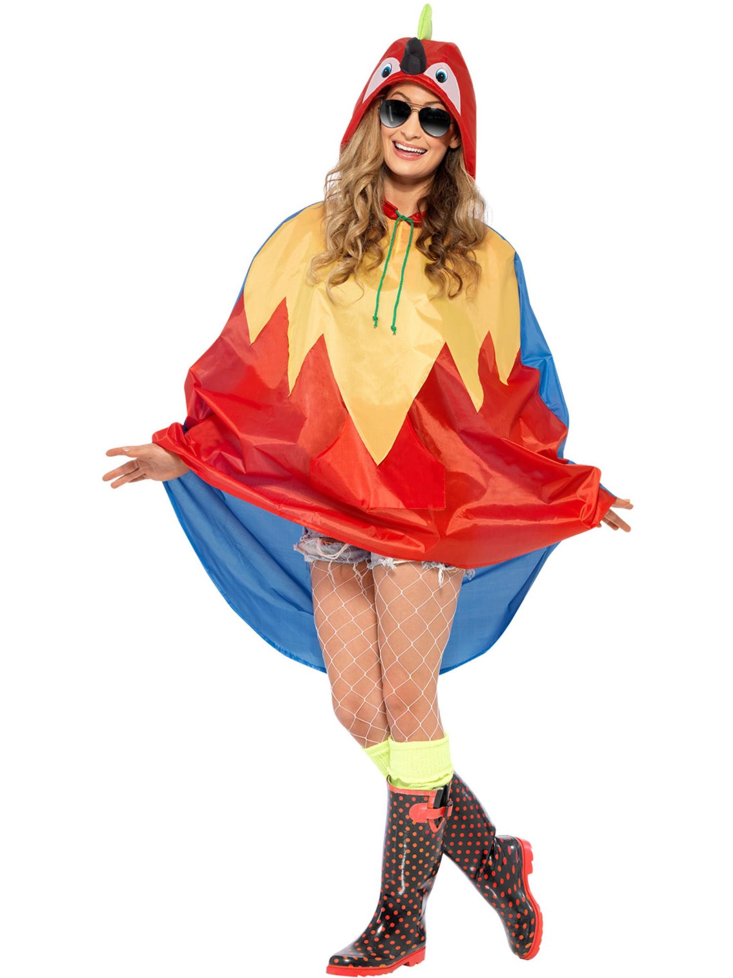 Smiffys ANIMAL Parrot Party Poncho, Red CS für Unisex