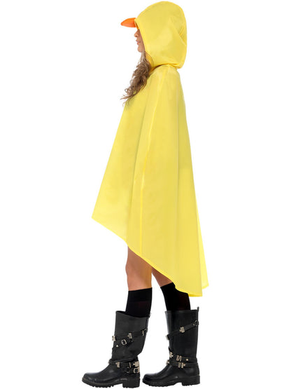 Smiffys Duck Party Poncho gelb für Erwachsene mit Zugbeutel – Seitenansicht