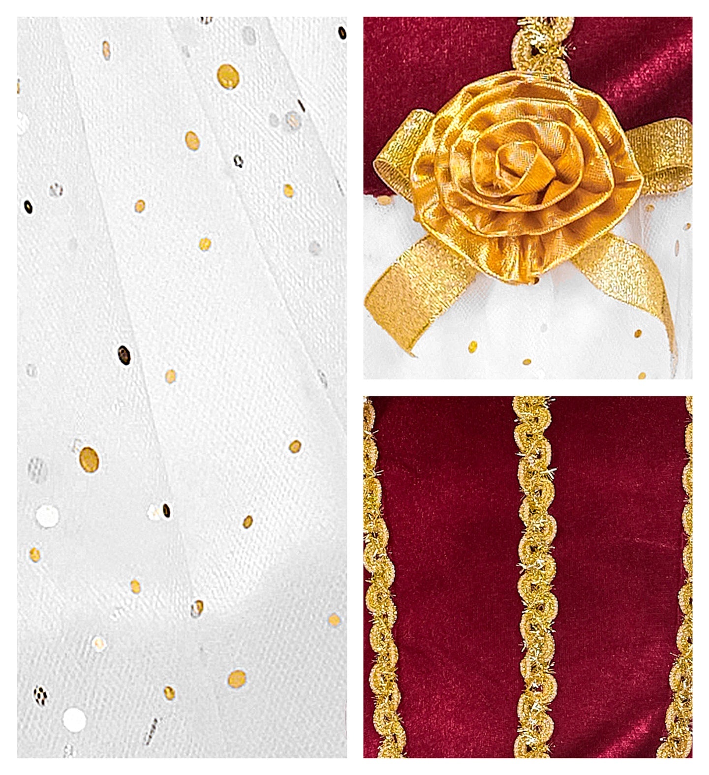 Mädchen Prinzessinen Kostüm mit Kleid mit Reifrock in weiss/bordeaux