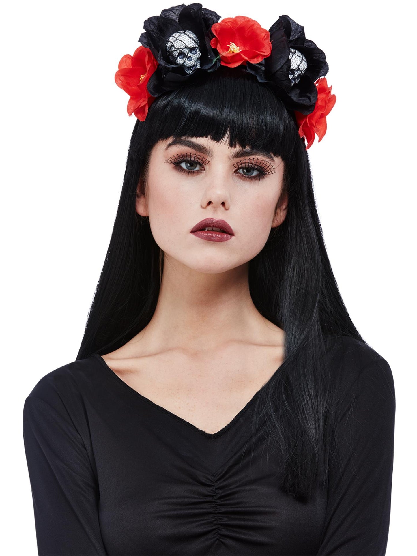 Smiffys DOTD LADY Skull Roses Headband HA für Damen