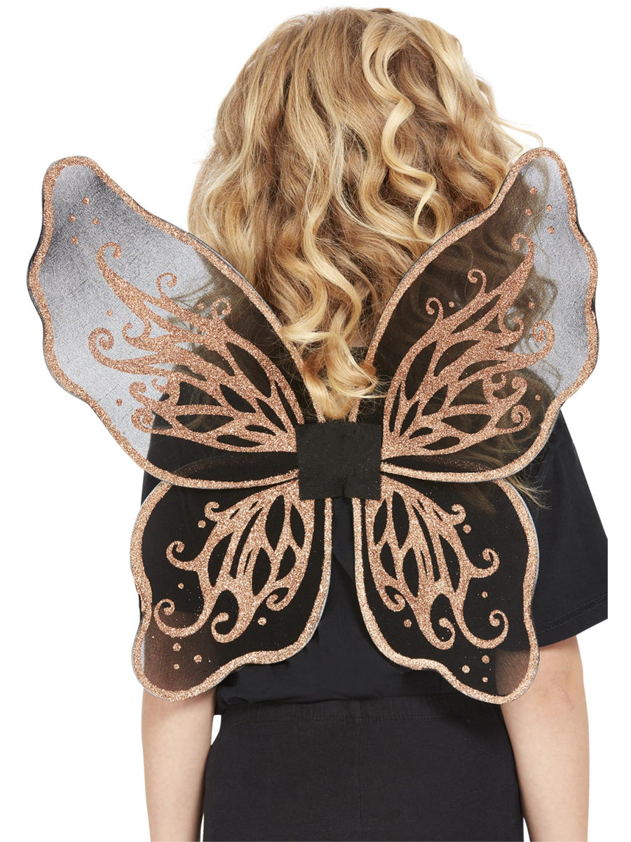 Smiffys HALLACESSO Dark Botanicals Butterfly Wings, 43cm/17in, Gold, für Mädchen