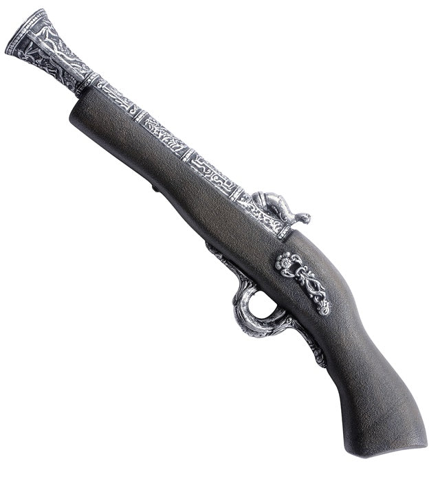 Antike Piratenpistole 42 cm in braunem Design für Fasnacht und Karneval