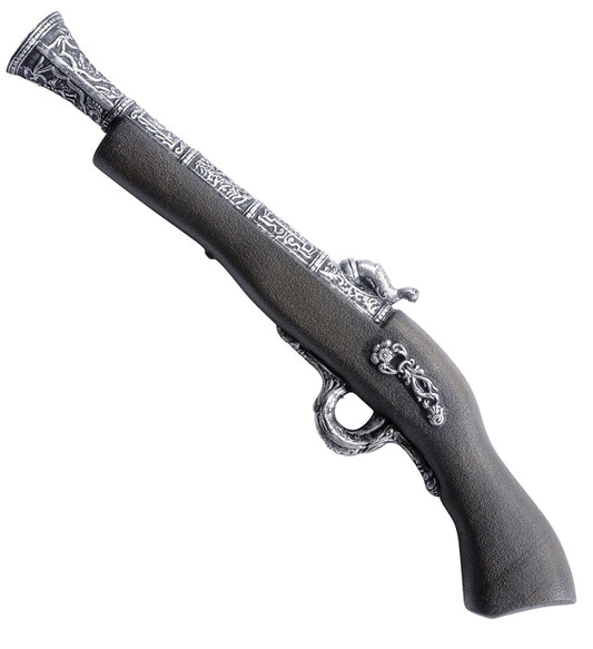 Antike Piratenpistole 42 cm in braunem Design für Fasnacht und Karneval