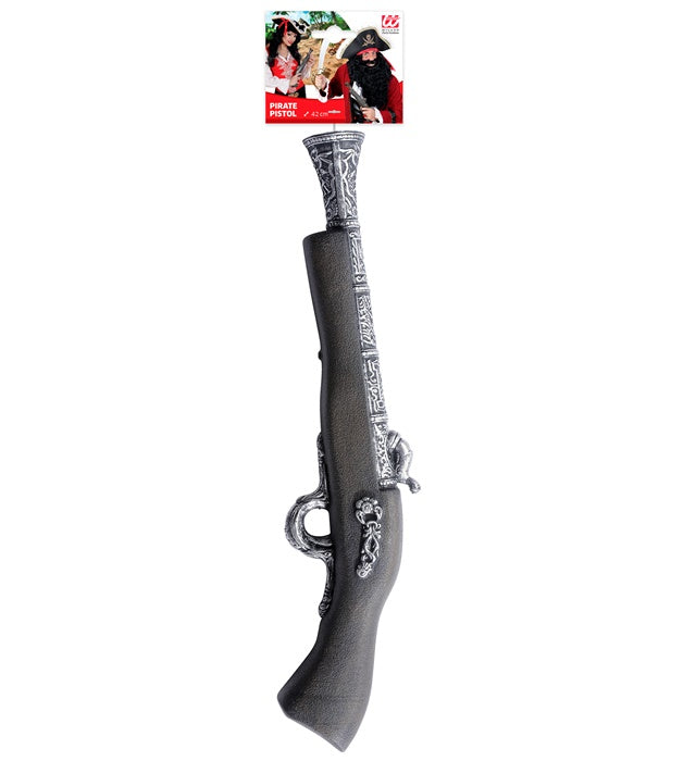 Antike Piratenpistole 42 cm in braunem Design für Fasnacht und Karneval