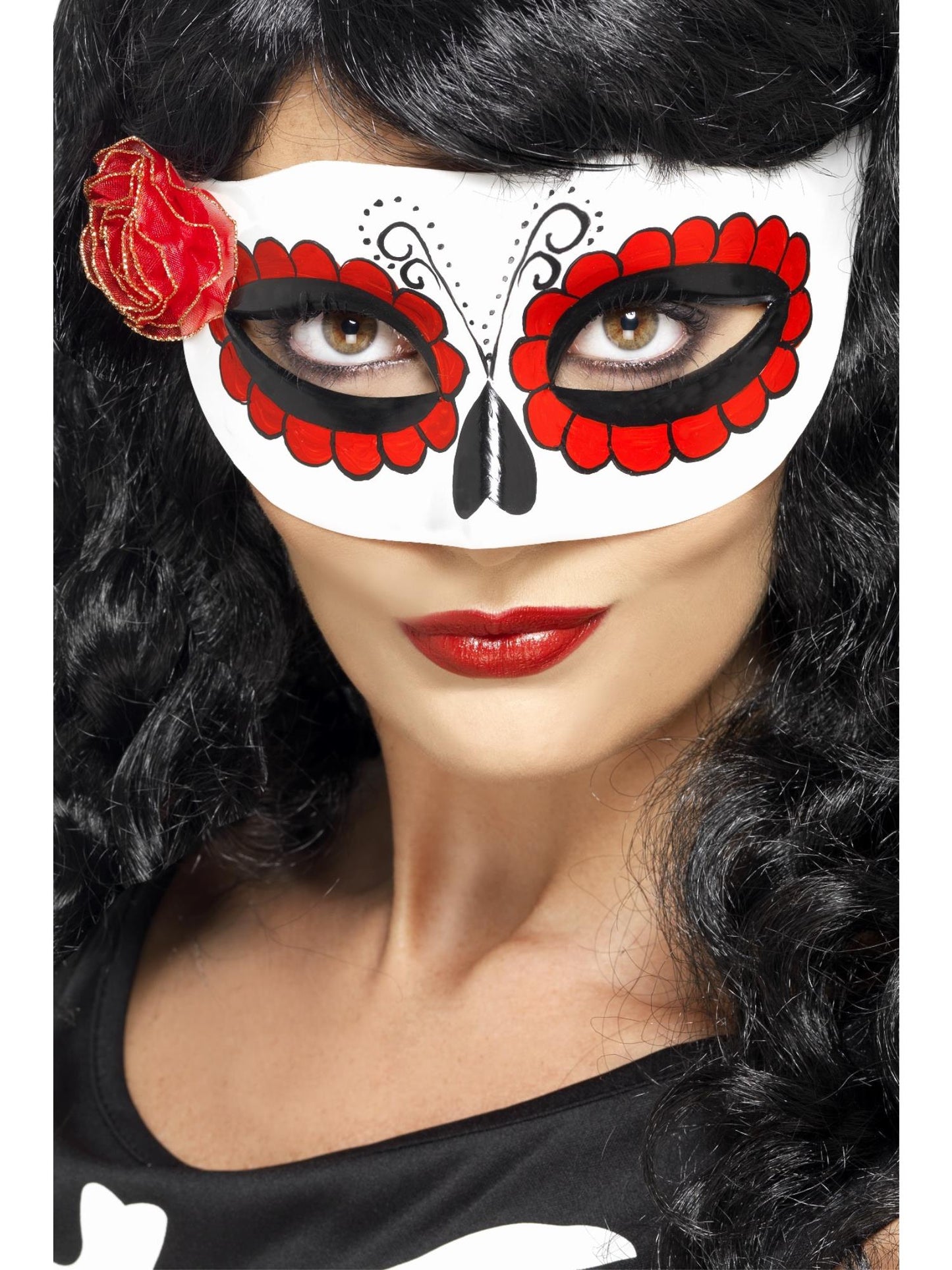 Smiffys DAYDEAD Mexican Day Of The Dead Eyemask, White & Red für Unisex