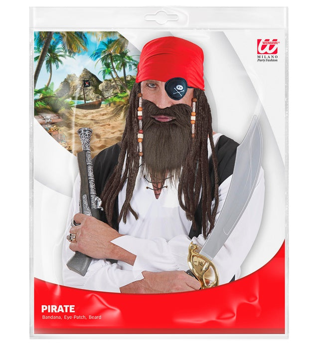Pirat Dress-Up Set mit Kopftuch, Augenklappe und Bart für Fasnacht