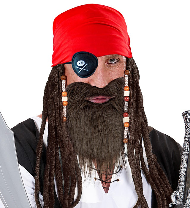 Pirat Dress-Up Set mit Kopftuch, Augenklappe und Bart für Fasnacht