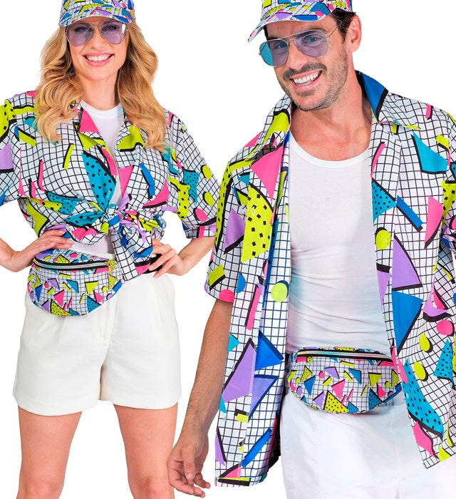 Weißes Hemd im 80er Jahre Funky Fashion Stil für Fasnacht