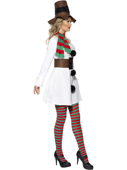 Smiffys Miss Snowman Weihnachtskostüm für Damen in Weiss – Seitenansicht