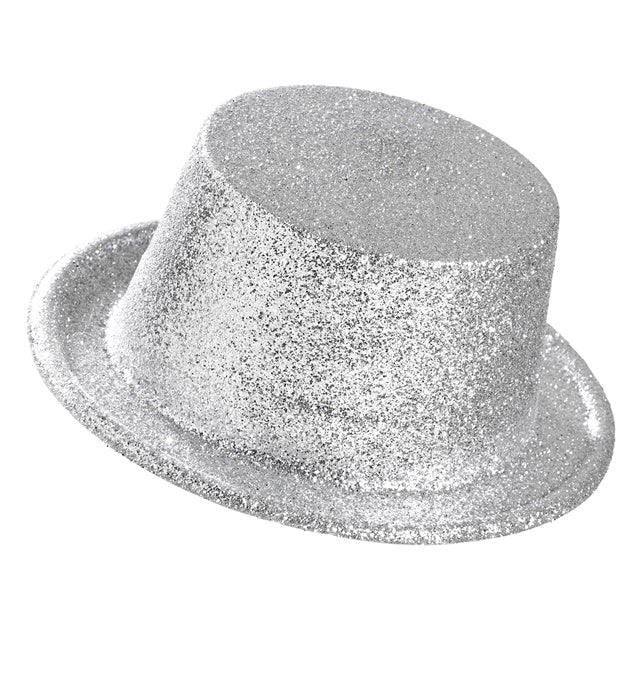 Silberner Zylinderhut für Fasnacht und Mottopartys